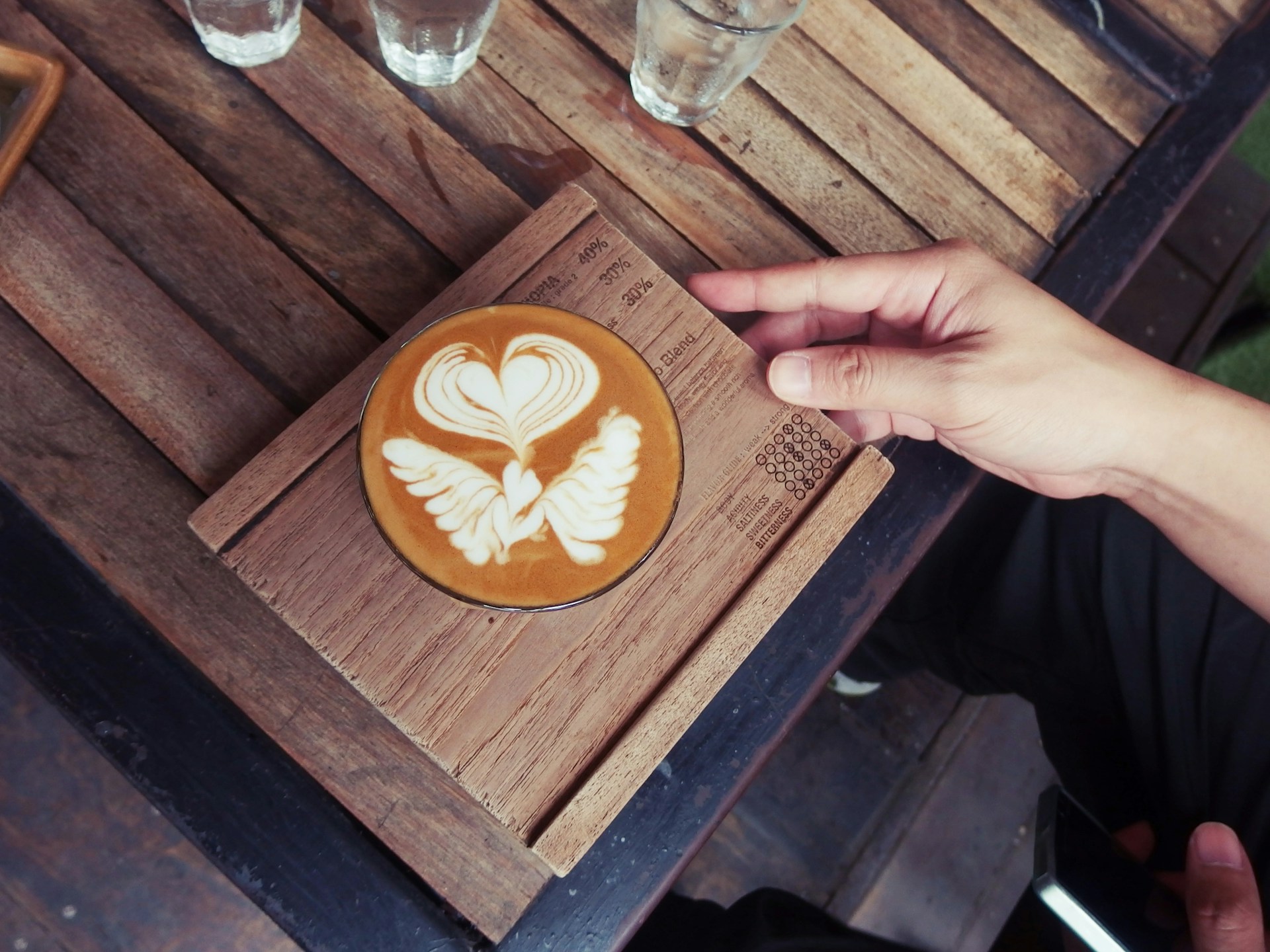 description: A coffee cup, with latte art of a butterfly. Photo by Waranya Mooldee on Unsplash.